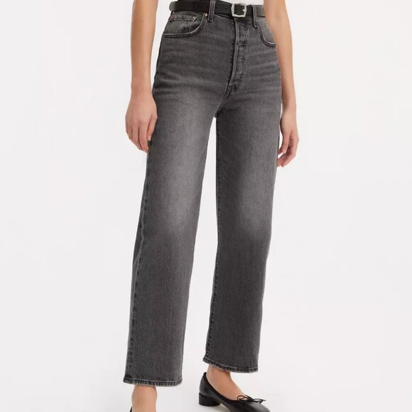 Levi's | Ribcage Straight Ankle in Washed Black | Size 25 - Picture 1 of 6